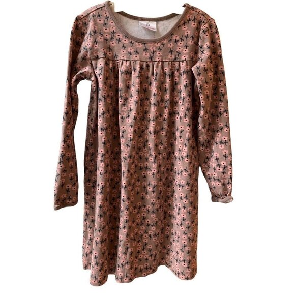 Hanna Andersson Other - Hanna Andersson Girls Dress 130 US 8 Cotton Taupe Pink Floral Long Sleeve
